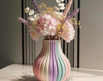 Striped Spiral Vase Silicone Mold-Nordic Flowers Vase Resin Mold-Concrete Cement Vase Mold-Jesmonite Plaster Vase Mold
