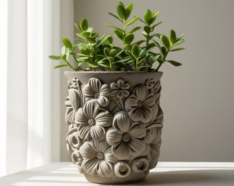 花瓶シリコン型 - 花ペンホルダー樹脂型 - 美しい花多肉植物ポット型 - ジェスモナイトコンクリート石膏キャンドル容器型