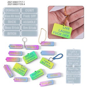 Swear Words Molde de silicona, Bad Words Letter Keychain Molde de silicona, Boss B*th Words mold, Resina Dirty Talk Colgante Mold, Colgante Mold