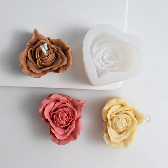 Love Heart Rose Candle Mold , Flower Scented Candle Silicone Mold DIY  Handmade Candle & Soap Gift Home Aroma Freshies Molds Home Decor 