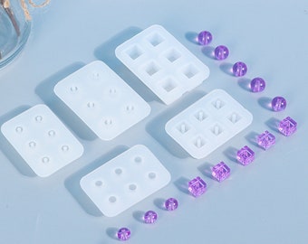 Stampo in silicone per perline-Stampo in resina per perline da 8mm 10mm-Perline tonde quadrate Stampo per orecchini-Perline Bracciale Collana Ciondolo Stampo-Perline Stampo per creazione di gioielli