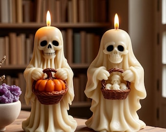 Halloween Schädel Kerze Silikonform-3D Geist Kerzenform-Stehen Skelett Geist Kerzenform-DIY Aromatherapie Gipsform
