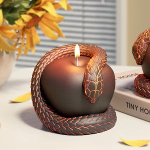 Forbidden Fruit Candle Silicone Mold-3D Snake and Apple Candle Mold-Apple Ornament Resin/Plaster/Concrete Mold-Scented Candle Mold-Soap Mold