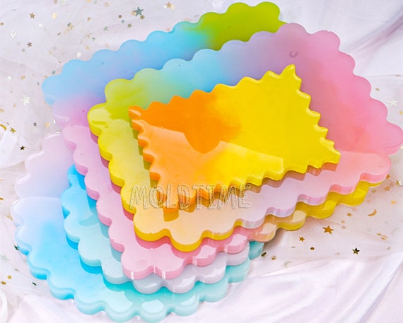 Wavy Edge Silicone Coaster Mold-square Silicone Mold for Resin