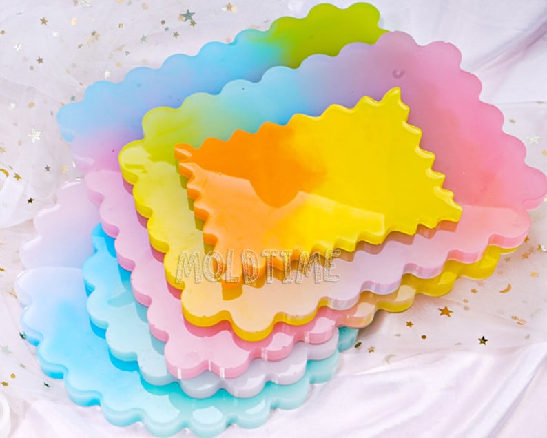 Wavy edge silicone coaster moldSquare Silicone mold for Etsy