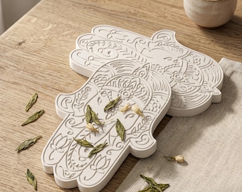 Hamsa Hand Onderzetter Siliconen Mal - Sieradenbakje Cement Mal Ringbakje Epoxy Hars Mal Fatima's Hand Onderzetter Mal - DIY Woondecoratie