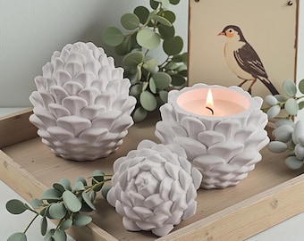 Kiefernzapfen Kerzenglas Silikonform, 3D Kiefernzapfen Trinket Box Form, Beton Zement Gips Jesmonite PineCones Kerzengefäß Form