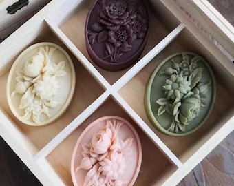 Stampo in silicone per sapone con fiori in rilievo, stampo per candela ovale con fiori in rilievo, stampo per sapone con girasole in rilievo, stampo per sapone per aromaterapia fatto a mano