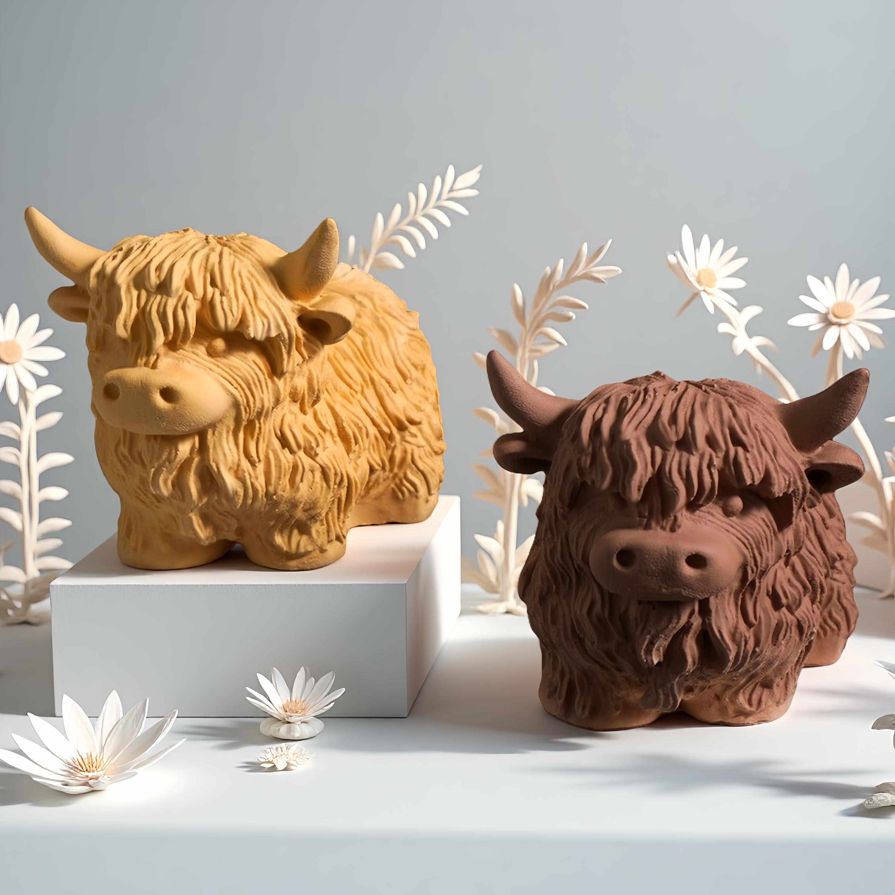 3D Hochlandrind Silikonform - Gießform Für Kerzen, Harz & Gips 8,5x6,7cm