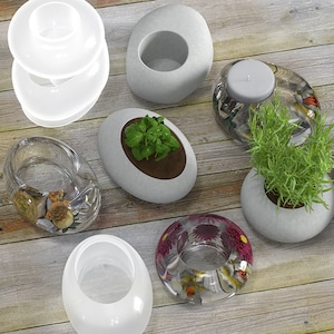 Round Concrete plant pot mold succulent plant pot plaster container mold candle vessel mold Nordic decor Jesmonite/Resin Craft