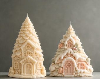 Siliconen mal voor kaarsen in de vorm van een dennenappelhuisje - Kerstkaarsenmal - Dennenappelhuismal van beton/cement