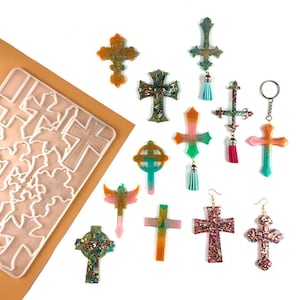 Cross keychain Silicone mold-Keychain Resin Molds-Silicone Keychain Mold-Cross Pendant Mold-Epoxy resin mold
