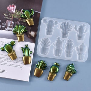 Cactus Mold Resin Clay Candle,Cactus Resin Molds,Cactus Silicone Mold for Jewelry Making Soap-Cactus Earrings Mold-Succulent Plant Mold