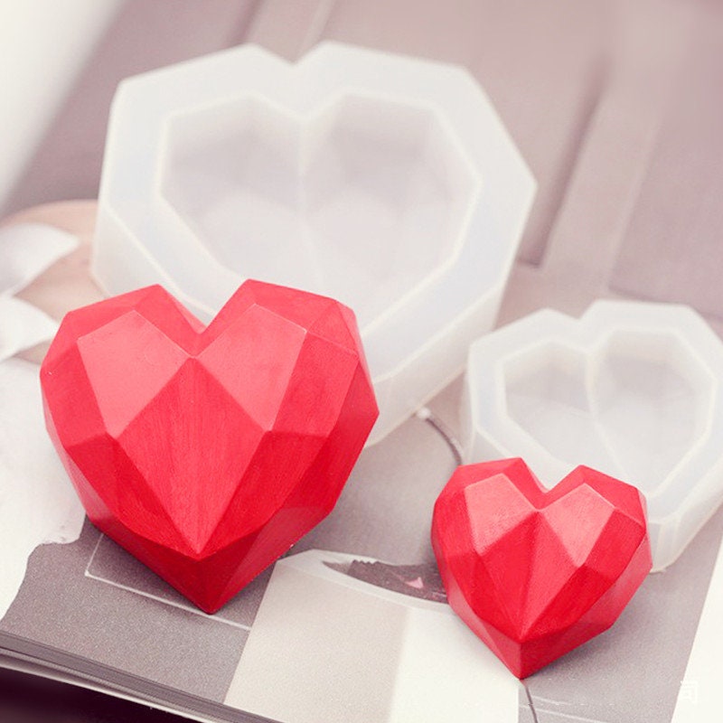 Valentine's Day Love Shaped Silicone Candle Mold Diamond Heart Resin Gypsum  Soap Chocolate Baking Mould Home Decor Souvenir Gift