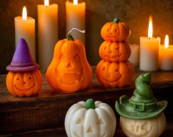 Stampo in silicone per candele a forma di zucca, stampo per candele a forma di teschio di Halloween, stampo per ornamenti in cemento a forma di cappello di zucca, stampo in gesso fai da te per aromaterapia