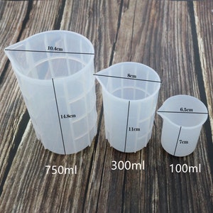 Reusable Silicone Measuring Cups For Epoxy Resin, Antislip, No-Cleaning, 100ml, 300ml, 750ml, Resin Supply Tools