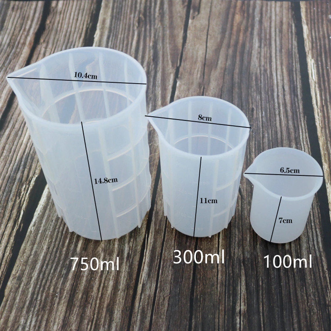 100ml, 300ml, 700ml Measuring Cups for Resin Supply Tools Reusable Silicone  Measuring Cups for Epoxy Resin, Antislip, No-cleaning 