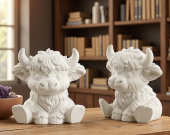 Highland Cow Silikonform - 3D Highland Cattle Cow Resin Form - Highland Yak Ljusform - Jesmonit Aromaterapi Gipsform