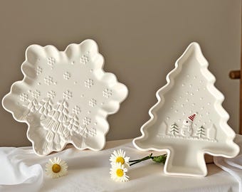 Snowflake Tray Silicone Mold-Concrete Jewelry Christmas Tree Trinket Dish Mold Resin Plate Mold Plaster Jesmonite Mold-Christmas Home Decor