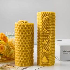 Honeycomb Candle Silicone Mold-7 Styles Honeycomb Pillar Candle Mold-Honey Bee Candle Mold-Beehive Candle Mold-Beeswax Bee Candle Mold