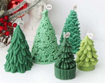 Christmas Tree Silicone Candle Mold-Christmas Pine Tree Candle Mold-Pinecone Candle Mold-Christmas Themed Candle Mold-Candle Decor Mold