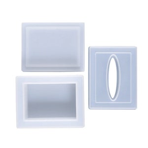 Förvaringslåda med lockform, rektangulär näsduksaskhållare med lockform, näsduksasklockform, silikonform för harts, epoxihartsform bild 6