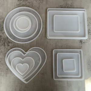 Transparent White square heart rectangle Round Coaster Molds Silicone Epoxy Resin Casting Molds DIY Jewelry Pendant Making Mould Tools