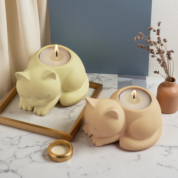 Cat Candle Jar Silicone Mold-cat Candle Holder Resin Mold-cartoon