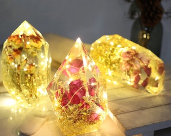 Large Crystal Stone Cone Resin Mold-Creative Crystal Silicone Lamp Mold-Cone Candle Mold-Resin Jewelry Holder Mold-DIY Flower Specimen mold