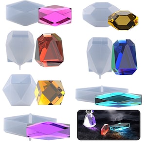 7 styles Crystal stone silicone mold-faceted stone resin mold-crystal stone mold-faceted gem mold-silicone mold for resin