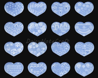 Creative Nail Art Resin Molds Nail Patch Silicone Mold Epoxy Nail Charm Mold Cute Animal Plant Flower Heart Letter Nail Decoration Mould