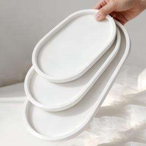 3Pcs/set oval tray silicone mold-Oval candle tray concrete mold-Cement/plaster/raysin tray mold-DIY jewelry plate/coaster resin mold