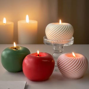 Apple Candle Silicone Mold-Spiral Apple Candle Mold-Christmas Apple Candle Mold-3D Apple Candle Mold-DIY Aromatherapy Plaster Mold