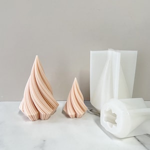 Creative Twisted Cone Candle Silicone Mold-Wave Cylinder Scented Candle Mold-Pillar Candle Mold-Irregular Twisted Wavy Candle Mold