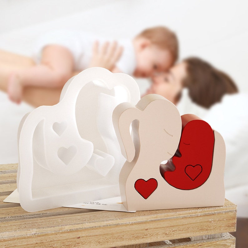 Puzzle Silicone Mold-Mother and Baby Puzzle Resin Mold-Maternal Love Plaster/Concrete Mold-Mom and Baby Candle Mold-Epoxy Resin Art Mold image 5