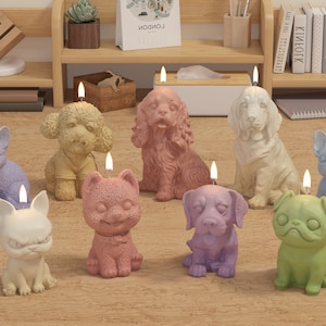 9 Estilos Perro Silicona Molde-Animal Perro Vela Molde-Lindo Bulldog Llavero Resina Molde-Lindo Perro Vela Molde-Perro Aromaterapia Yeso Molde
