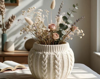 Knitted Sweater Flower Pot Silicone Molds-Plaster/Concrete/Resin Vase Mold-DIY Knitted Yarn Candle Jar/Cup /Vessel/Container Mold