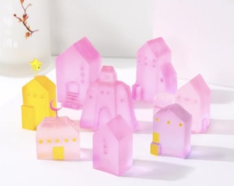 Linda casa molde de silicona-casa en miniatura molde de resina-Molde de casa de hormigón-Molde de casa pequeña-Molde de llavero de casa-Molde de decoración de micro paisaje DIY