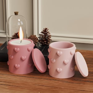 Candle Jar Silicone Mold-Round Storage Box Resin Mold-Heart Candle Cup Mold-Concrete Candle Vessel Mold-Jesmonite Plaster Decor Mold