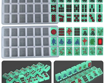 Molde de silicona para mahjong de 6 tamaños, molde de resina para fichas de mahjong, molde de silicona para juego de mahjong, molde para llavero colgante de mahjong, molde para mahjong de yeso para hormigón