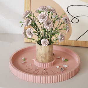 Round Tray Silicone Mold-Stripe Trinket Dish Resin Mold-HOME Round Storage Tray Mold-Concrete Candle Tray Mold-Jesmonite Plaster Decor Mold