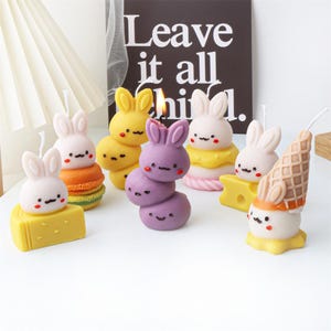 Kaninchen Ostern Kerze Silikonform-Macron Kaninchen Kerzenform-Osterhasenkerzenform-Eishasenkerzenform-Aromatherapie Gipsform