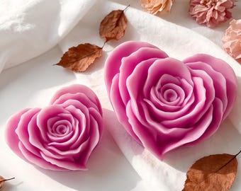 Stampo in silicone per candele a forma di rosa - Stampo per candele a forma di cuore con rose - Stampo per candele profumate alla rosa - Stampo in gesso per aromaterapia fai da te