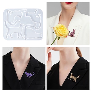 Cute cat brooch Silicone Mold/Lucky Cat Dag Decoration Resin Mold/Kawaii  Cat Pendant Mold/Jewelry Charm Mold