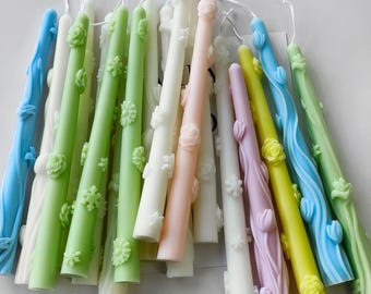 Taper Candle Silicone Mold-Embossed Daisy/Tulip/Snowflake/Rose Long Candle Mold-DIY Scented Candle Mold-Embossed Flowers Pattern Candle Mold