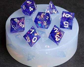 Nuevo juego de moldes para dados de D&D: moldes de silicona para dados de resina afilados DIY (D20, D10, D6, D4).