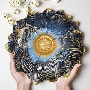 Lotus flower coaster silicone mold-Large lotus tray resin mold-Resin fruit plate mold-Silicone lotus flower cup mat mold-Home decor art mold