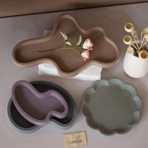 5Style Irregular Tray Silicone Mold-Concrete Tray Mold-Cement Tray Casting Mold-Jewelry Trinket Plate Mold-Terrazzo Candle Tray Plaster Mold