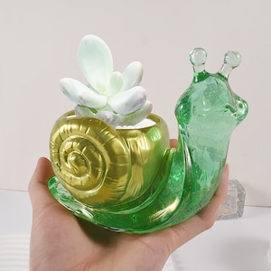 Snail flower pot silicone mold - succulent plant pot resin mold - concrete candle vessel container mold - epoxy resin storage jar mold