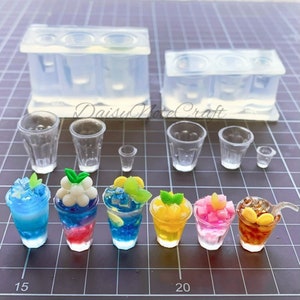 Miniature cup silicone mold-mini glass cup resin mold-tiny model mold for food play dollhouse-epoxy resin mini milk tea cup mold-resin art